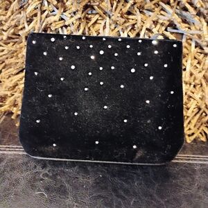 Black Velvet Evening Clutch with Crystal Accents